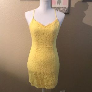 Cheery Yellow Lace Mini-Dress